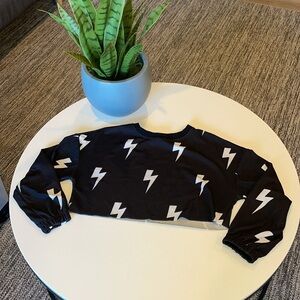 Lightning Graphic Crop top Medium black top long sleeve